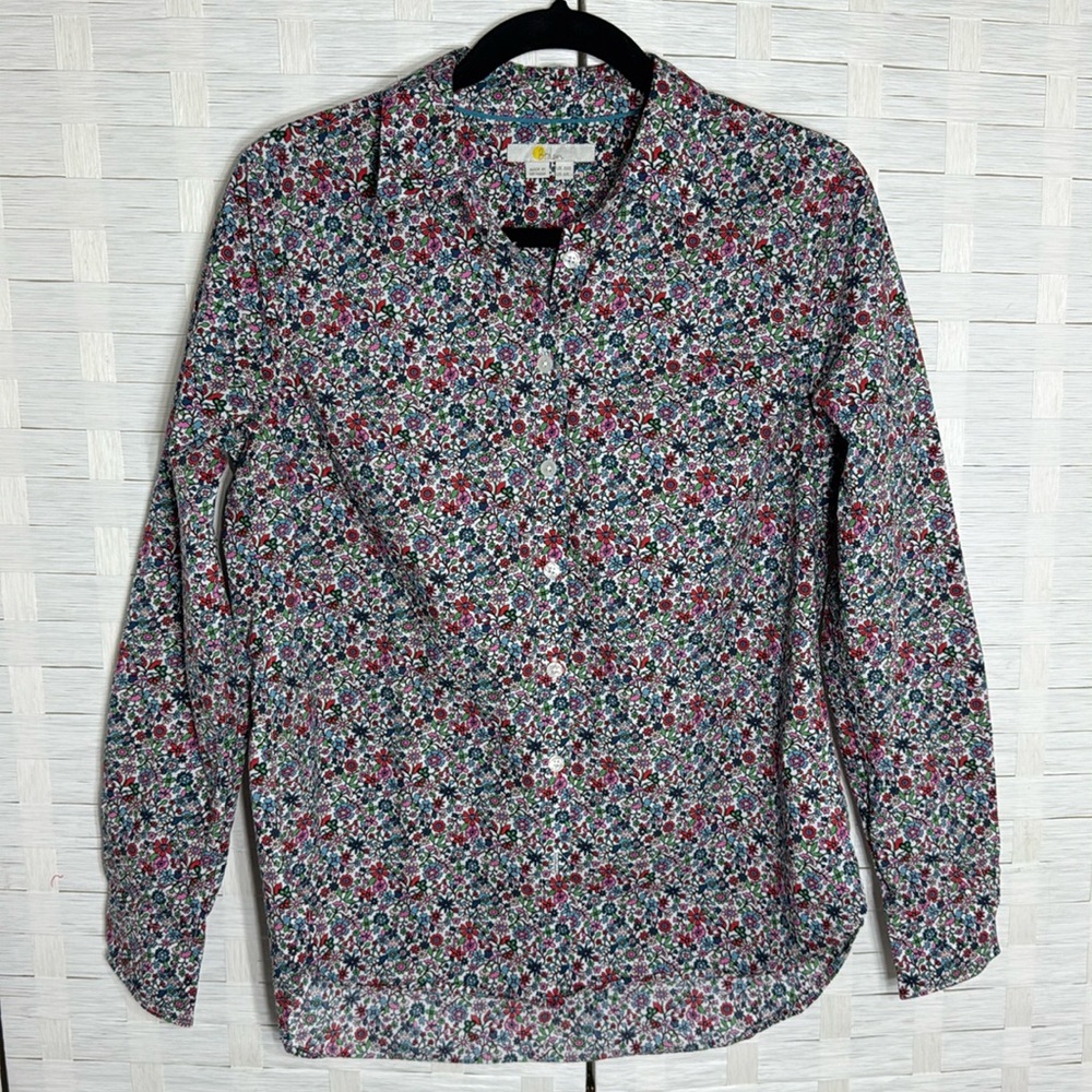 Boden Womens Shirt Multicolored Floral Button Down Long Sleeve Size 6R